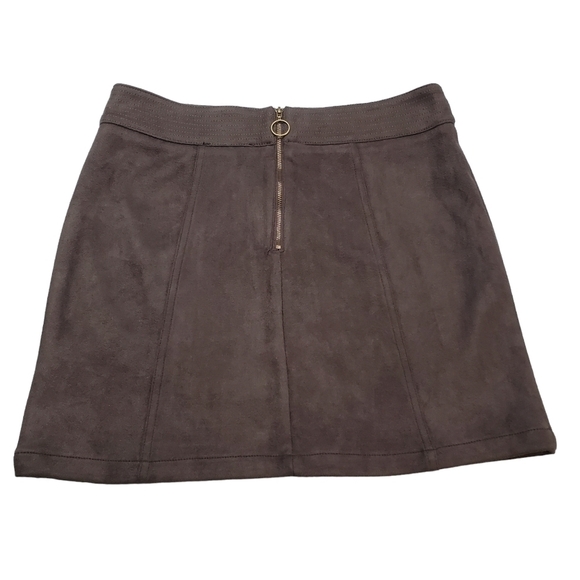 LOVE Riche Mini Skirt Womens Small Charcoal Brown Microsuede Western Embroidery - Picture 2 of 14